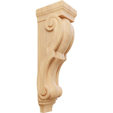 Ekena Millwork 7"W x 8 1/2"D x 26"H Medium Jumbo Traditional Wood Corbel, Red Oak CORW07X09X26TRRO